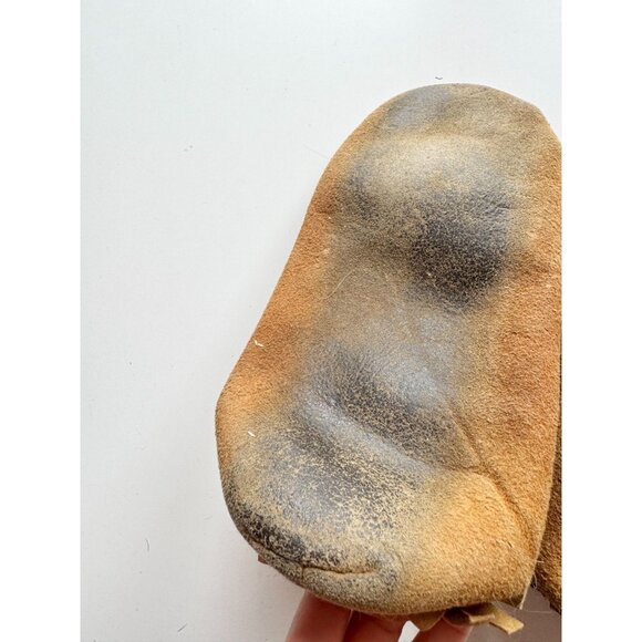 Vintage Handmade Warm Brown Beaded Suede Leather Slippers Moccasins - Picture 11 of 15